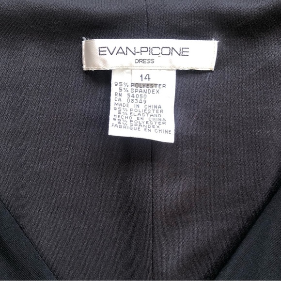 Evan Picone Black V Neck Long Sleeve Formal Dress Size 14 - Picture 8 of 9